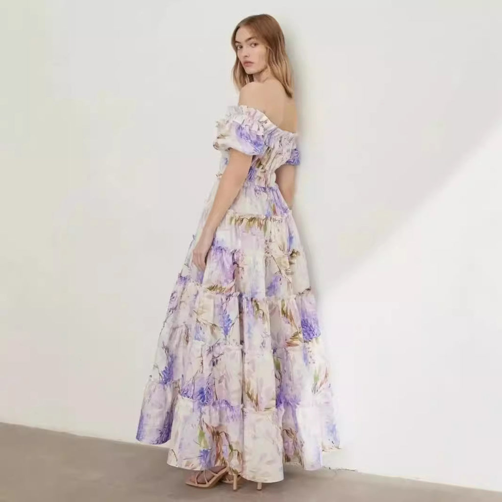 KAMAMES 2025 popular New new off-the-shoulder  women's clothing fashion organza fairy long temperament evening dress dress