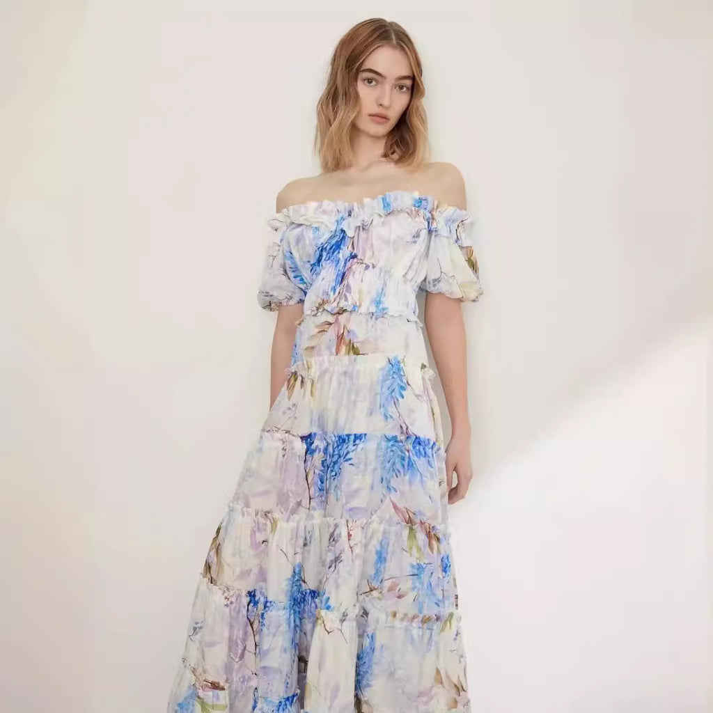 KAMAMES 2025 popular New new off-the-shoulder  women's clothing fashion organza fairy long temperament evening dress dress