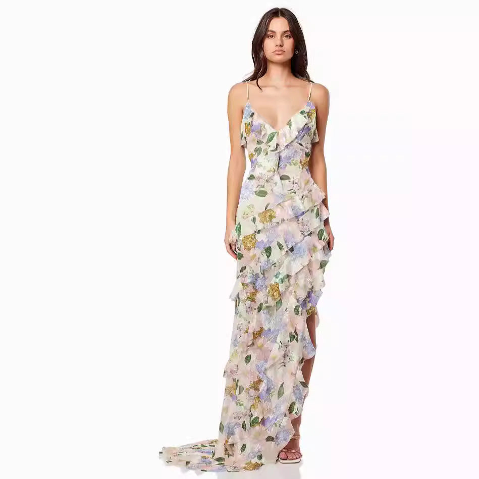 KAMAMES 2025 popular new spring and summer off-the-shoulder  women's clothing fashion organza fairy long temperament evening dress dress