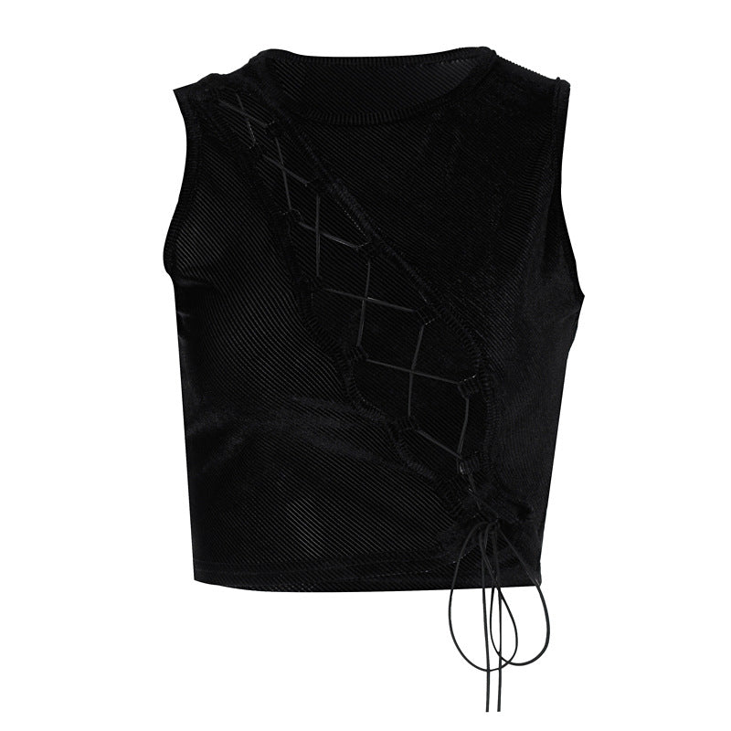 KAMAMES 2025 Popular,   spring explosive new chest beveled edge hanging ear lace small vest  Popular trade wholesale women's clothing