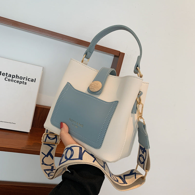 KAMAMES Bag Women's Bag  New Bucket Bag Simple Fashion Color Contrast Large Capacity Crossbody Handbag