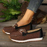 kamames Cross-Border Foreign Trade plus Size Women's Shoes  Summer New Metal Buckle Flat Casual Cloth Surface Pumps Size 43 Independent Station