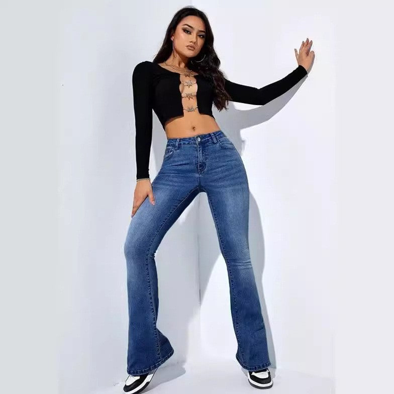 kamames Retro Women's Jeans HOT and NEW Cross Border Foreign Trade New Women's High Elastic Slim Jeans Women