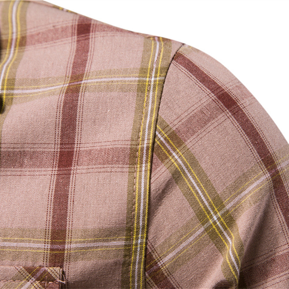 KAMAMES 2025 popular Hot Trade Light Business Autumn New Men's Beauty Size Pocket Professional Shirt Fashion Plaid Long Sleeve Shirt Men's
