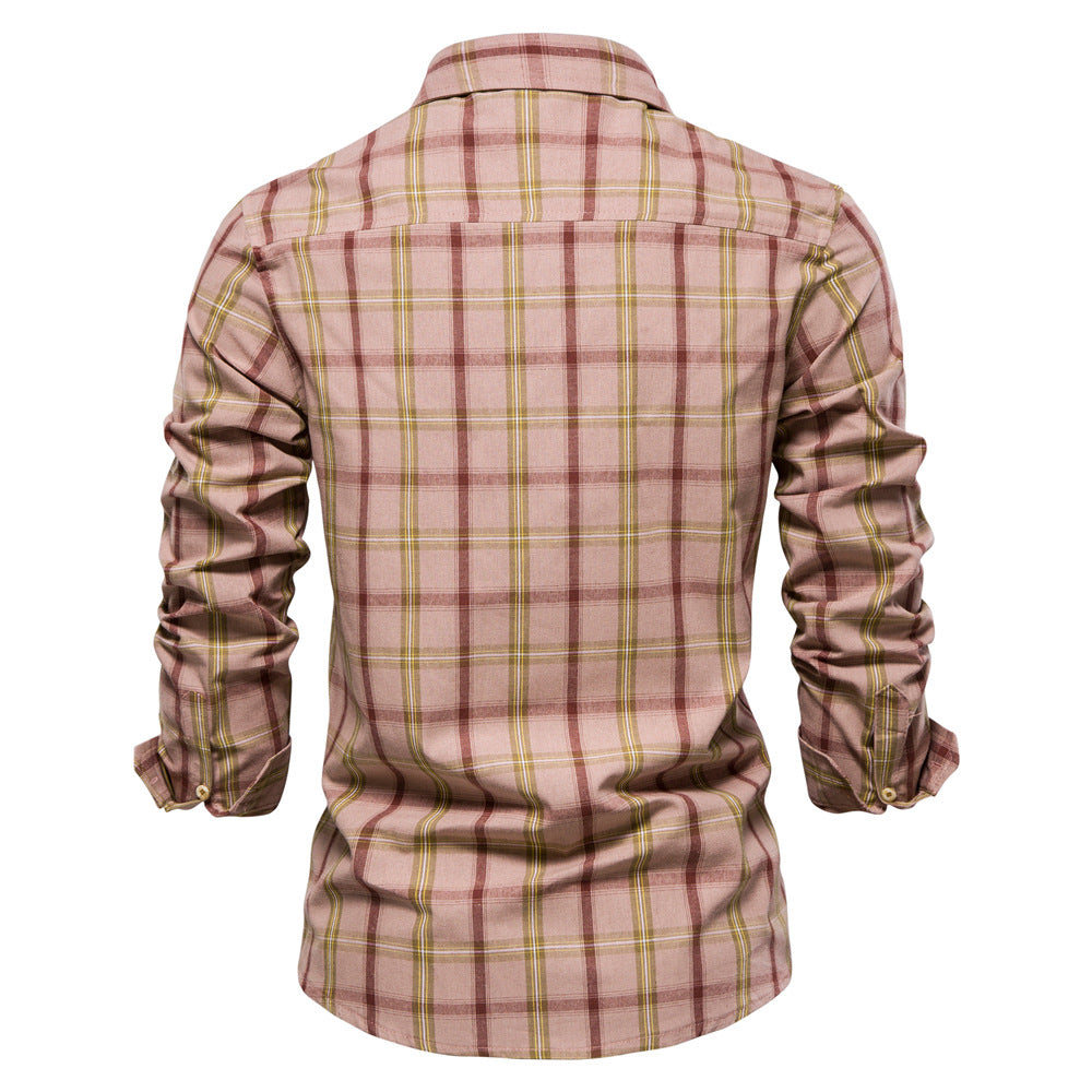 KAMAMES 2025 popular Hot Trade Light Business Autumn New Men's Beauty Size Pocket Professional Shirt Fashion Plaid Long Sleeve Shirt Men's