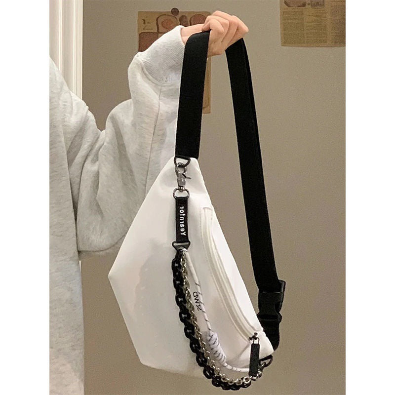KAMAMES 2025 popular New Sports Fitness Running Fanny Bag Casual Chain Satchel Trend Lightweight Breast Bag Canvas Dumpling Bag Women