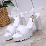 kamames High Heel Shoes  New Korean Style High Heel Sandals Chunky Heel Casual Women's Fashion Shoes Strap Peep Toe Fashion Sandals