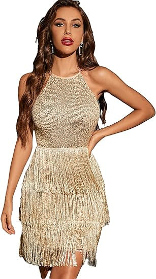 KAMAMES 2025 popular  Popular trade new women's clothing with ebay  sexy tassel neck halter dress short skirt