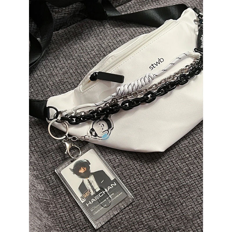 KAMAMES 2025 popular New Sports Fitness Running Fanny Bag Casual Chain Satchel Trend Lightweight Breast Bag Canvas Dumpling Bag Women