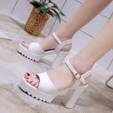 kamames High Heel Shoes  New Korean Style High Heel Sandals Chunky Heel Casual Women's Fashion Shoes Strap Peep Toe Fashion Sandals