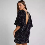 KAMAMES 2025 popular spring and summer new New Popular trade women's clothing  wish mid-skirt slanted shoulder bead dress dress dress dress