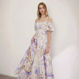KAMAMES 2025 popular New new off-the-shoulder  women's clothing fashion organza fairy long temperament evening dress dress