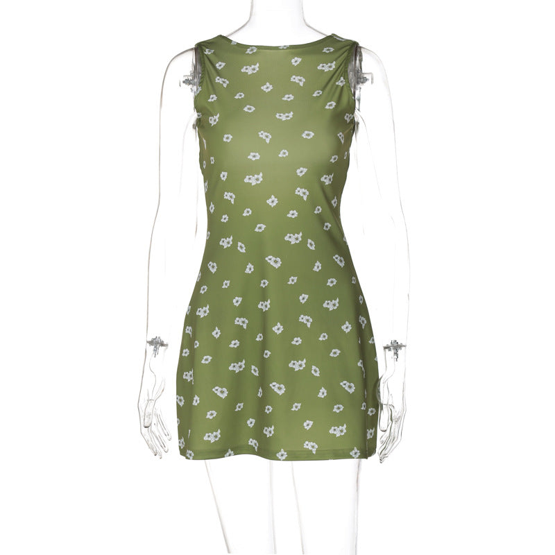 KAMAMES 2025 Street style spring sweet and sexy backless round neck floral loose versatile princess swing dress  new dress
