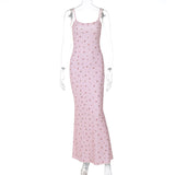 KAMAMES 2025 Popular trade new fresh and sweet wind suspender slim hip wrap long  floral dress women's wholesale