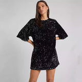 KAMAMES 2025 popular spring and summer new New Popular trade women's clothing  wish mid-skirt slanted shoulder bead dress dress dress dress