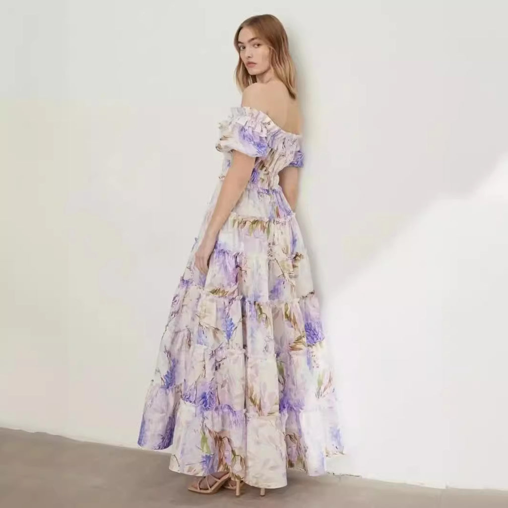 KAMAMES 2025 popular New new off-the-shoulder  women's clothing fashion organza fairy long temperament evening dress dress