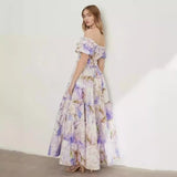 KAMAMES 2025 popular New new off-the-shoulder  women's clothing fashion organza fairy long temperament evening dress dress