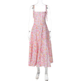 KAMAMES 2025 spring sweet style  dress women's fashion floral splicing fish bone chest wrapping suspender princess dress women