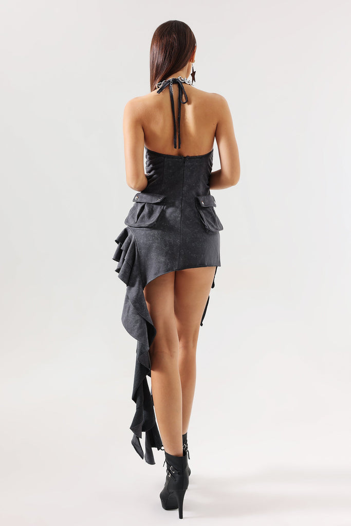 kamames Rebel Halter Ruffle Mini Dress