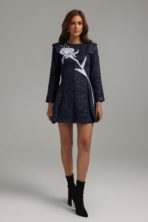 kamames Saturn Flower Sequined Mini Dress