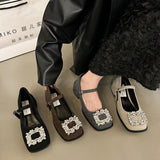 kamames Diamond Mary Jane Women's Shoes 2024 New Spring And Autumn Winter High-Heeled Shoes Black Evening Shoes