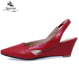 kamames Sgesvier Black Red White Pointed Toe Women Sandals Shoes Woman Footwears Slip On Wedges Heel Shoes Sandalias Mujer Sapatos B564
