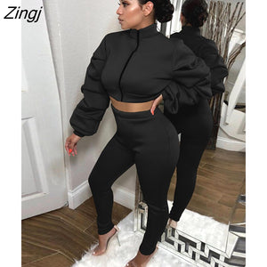 kamames Fall Winter Black 2 Two Piece Sets Tracksuit Womens Outfits 2022 Long Sleeve Tops And Pants Sets Female Matching Sets