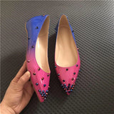 kamames Flat Women Shoes Classics Pointed Toe Shoes Fashion Women Party Wedding Gradation Color Rose Pink Blue MD036 ROVICIYA