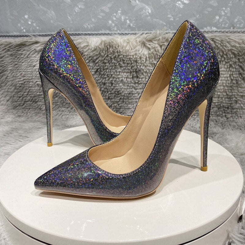 kamames elegant advanced women shoes 8cm 10cm 12cm high thin heels handmade sky pattern daily wear concise pumps QP146 ROVICIYA