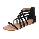 kamames Sandals 2023 Summer New Multi-Color Large-Size Sandals Women's Suede Open-Toe One-Word Buckle Flat Shoes