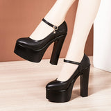 kamames High Heel 15CM Cheongsam Model Catwalk Shoes Women's Thick Soles Waterproof Table Pointed Professional Work Shoes Large Size Women's Singles Shoes