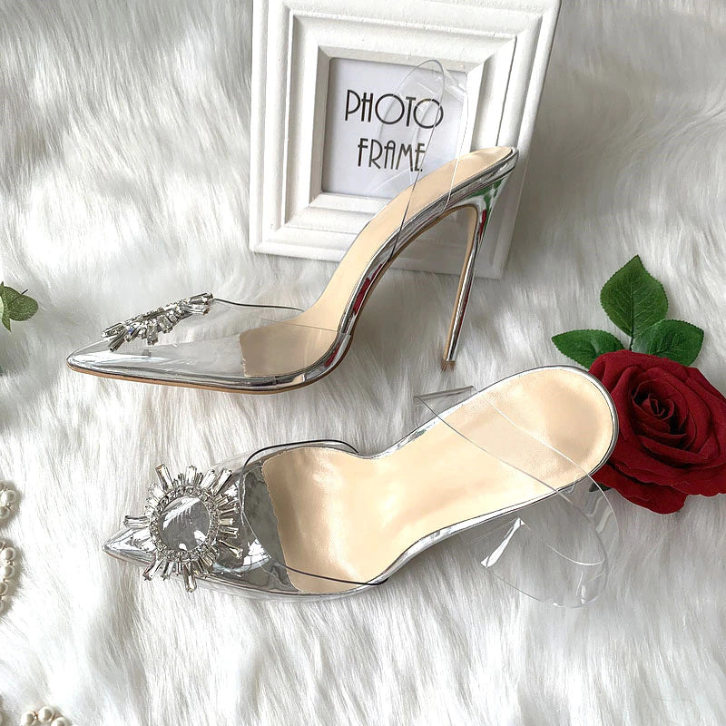 kamames PVC pointed toe 12cm high heel Slingback high-heeled shoes women's shoes party wedding 10cm 8cm SJ020 ROVICIYA