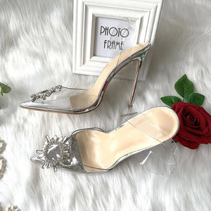 kamames PVC pointed toe 12cm high heel Slingback high-heeled shoes women's shoes party wedding 10cm 8cm SJ020 ROVICIYA