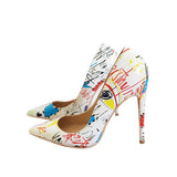 kamames Graffiti Colorful Women Pumps Sexy Women High Heels Wedding Party Women Shoes Stilettos 12 cm QP026 ROVICIYA
