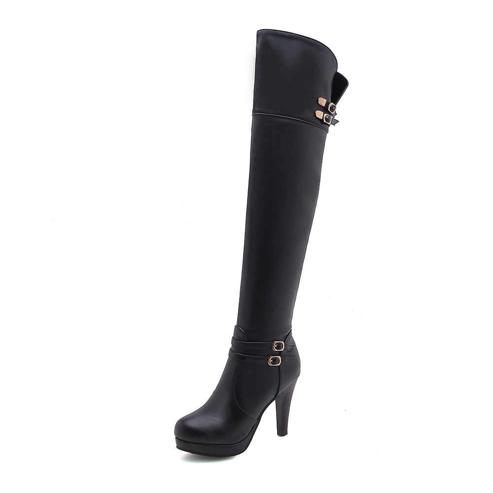 kamames Sgesvier 2021 Black High Heels Over The Knee Boots Women Platform Thigh High Boots Autumn Winter Long Boots Shoes Sexy White