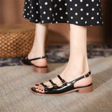 kamames retro one word buckle strap Roman sandals women's2022summer new square head all-match thin flat shoes designer sandals