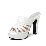 kamames Sgesvier 2022 Summer Women Patent Leather Sandals Sexy Platform Super High Heel Slippers Lady Shoes Gold Red White Black Size 50