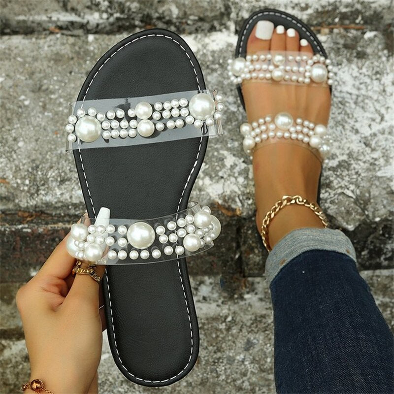 kamames sandals summer large size one-line flat casual beach slippers women's shoes slippers women