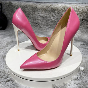 kamames pointed toe 12cm 10cm 8cm high thin heel shoe wedding party office elegant slip on plus size sexy women pumps QP129 ROVICIYA