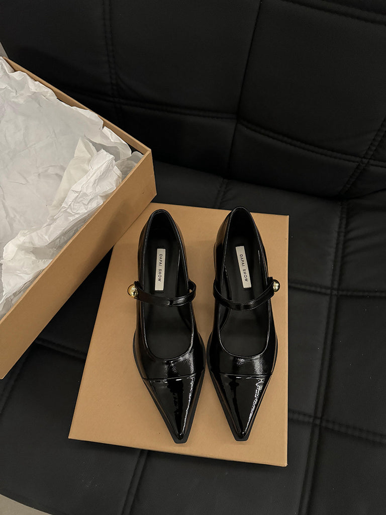 kamames Heels Retro Mary Shoes, High Heels, Women's Shoes, Black Shoes, Autumn And Winter Korean Version Of Sensitive Shoes, Small Leather Shoes.