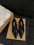 kamames Heels Retro Mary Shoes, High Heels, Women's Shoes, Black Shoes, Autumn And Winter Korean Version Of Sensitive Shoes, Small Leather Shoes.