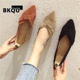 kamames Fall Women Flats Caramel Colour Black Pointed Toe Flat Heel Shoes for Ladies Brown Flats for Women Foldable