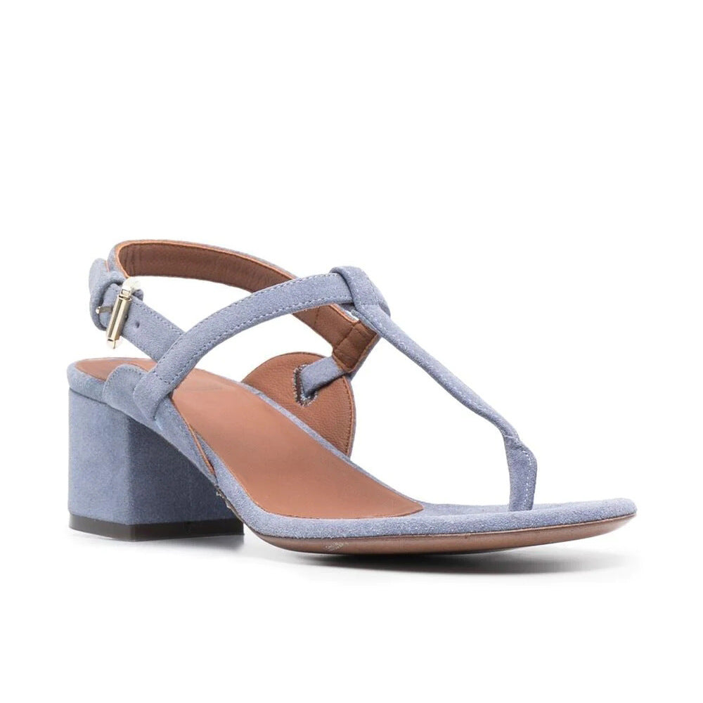 kamames Fashion Clip Toe Sandals Thick Heel T-Belt Large-Size Women's Shoes E-Commerce