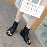 kamames Sandals Women's Summer Style Heightened Black Set Toe Women's High-Top Women's Shoes Roman Shoes