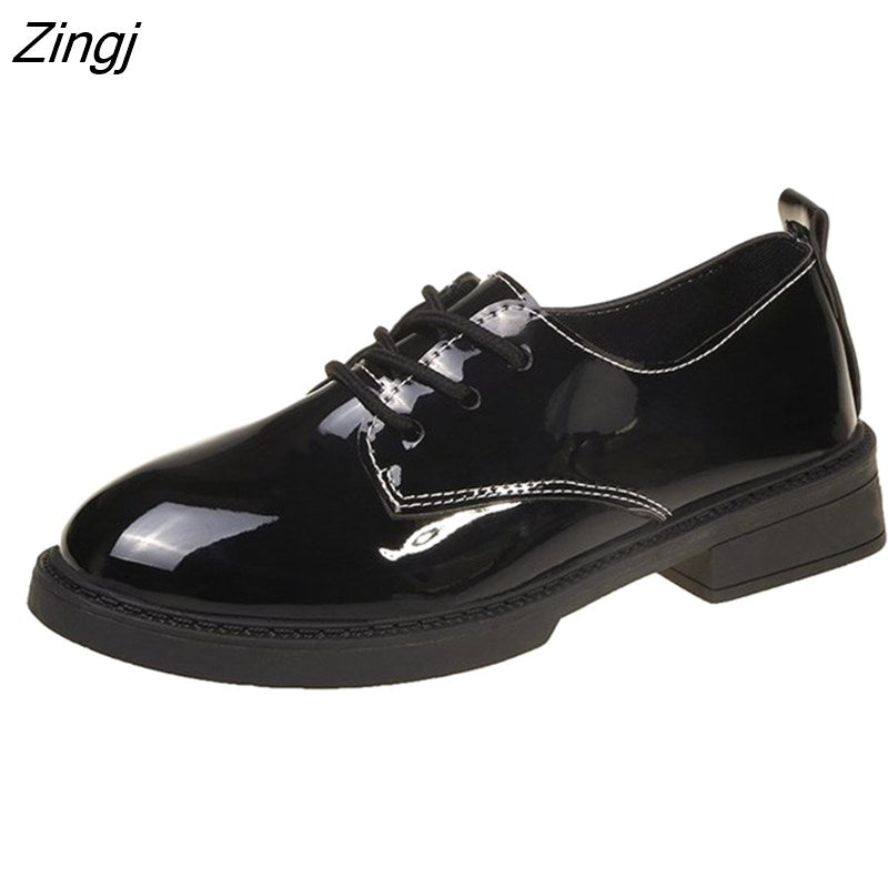 kamames Fashion Spring & Autumn Oxford Flats Woman Loafers Shoes Femme New Patent Leather Shoes Woman Casual Riband Women's Flats