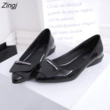 kamames Elegant Red Pointed Toe Flat Shoes Women Patent Leather Flats Fashion Slip On Ladies Shoes Lady Slip On Ballet Office Shoes