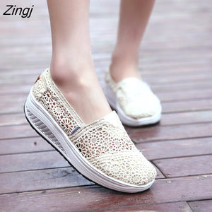 kamames Fashion Women's Thick-soled Breathable Mesh Non-slip Sports Fitness Rocker Ladies Sneakers Walking Shake Shoes