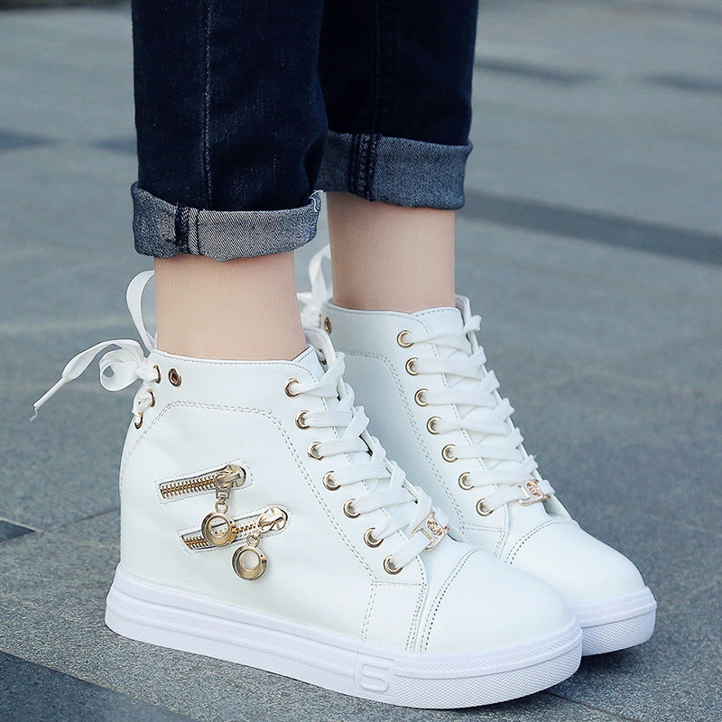 kamames Autumn And Winter New Style Heightened Women's Shoes Korean Version Of Small White Shoes Female Students Single Shoes Leisure Sports Shoes All Kinds Of Short Boots