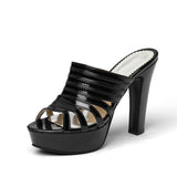 kamames Sgesvier 2022 Summer Women Patent Leather Sandals Sexy Platform Super High Heel Slippers Lady Shoes Gold Red White Black Size 50