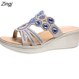 kamames Sandals Women 2023 Ladies Boho Slides Women Slippers Sandals Summer Crystal Shoes Peep Toe Flat Sandals